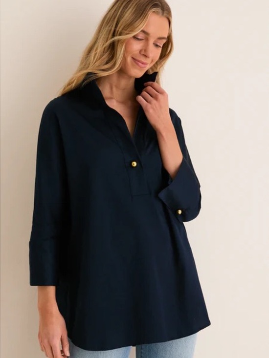 Tuckernuck Tops - Tuckernuck Willow Blouse in Navy